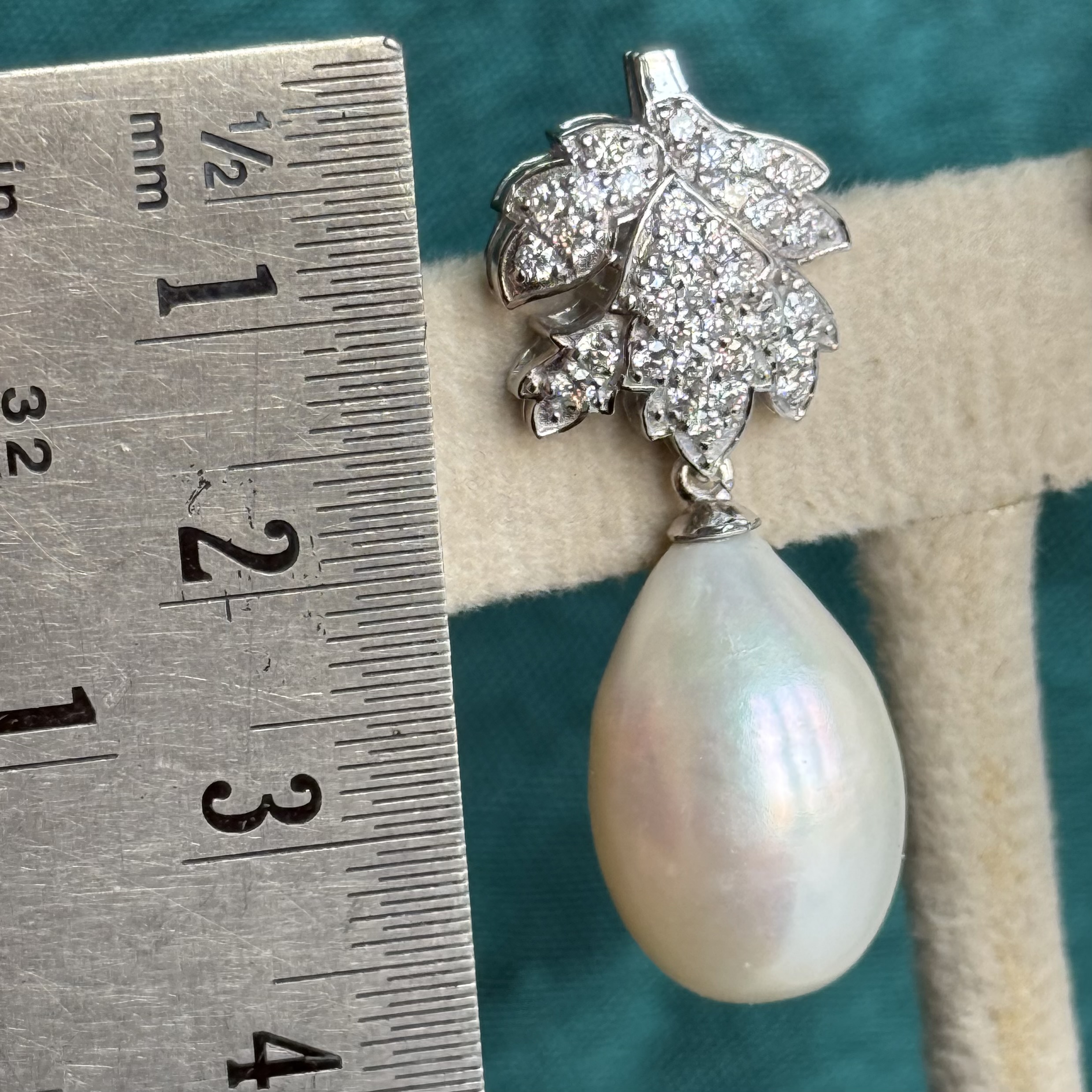 Natural Pearl Drop & Diamond Earrings